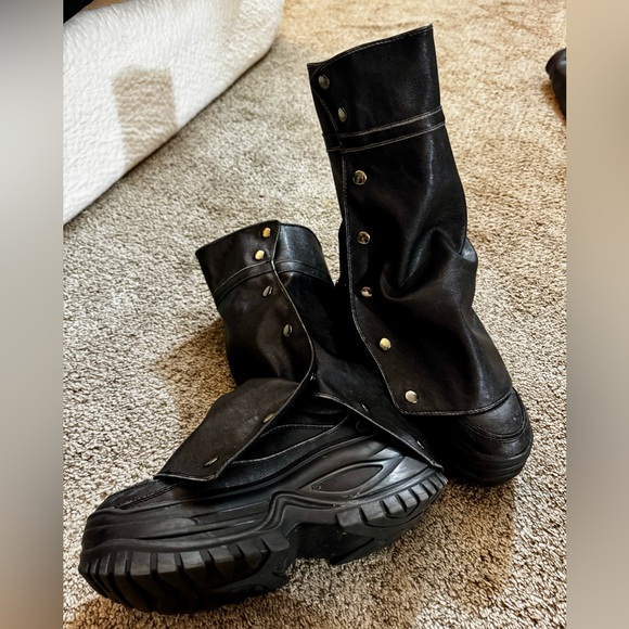 Bershka Leather Platform Boots w/ removable Gaitors - Picture 2 of 9